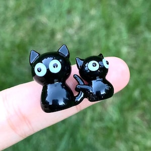Handmade Glass Cat Miniature Glass Animal |Twins Cat brother cat sister cat mom cat with child Cat Lovers Gift father&#39;s day gift for father