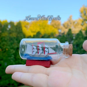 Handmade mini Sailing Ship miniature ship in a glass bottle | Home Decor | Mediterranean Style Ship in the glass