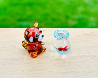 Special Mini glass Red Panda Raccoon Aquarium Miniature fish tank decor Succulents decor garden plant