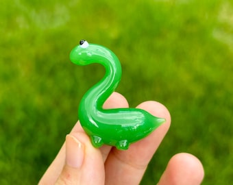 Handmade Green Glass Dinosaur Miniature | Collectible Figurine