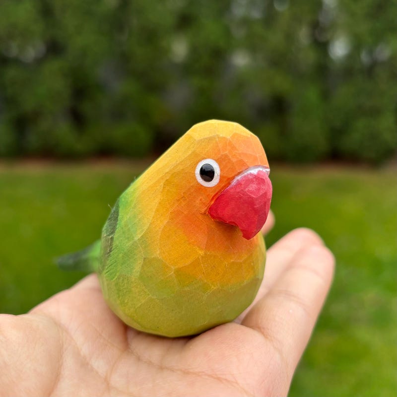Hand Carved Lovebird - Light Blue - 7.5