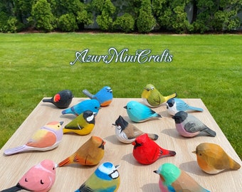 Handmade Wood Carving Bird Figurine | American Basswood Ornament