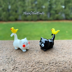 Handmade Glass Cat Miniature | Glass Animal | Cat Charms | Cat Lovers Gift