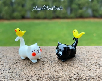 Handmade Glass Cat Miniature | Borosilicate Desk Decor