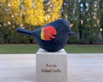Handmade Wood Carving Bird Figurine | American Basswood, 4-5''