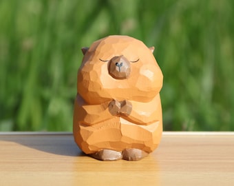 Handmade Wood Carving Capybara Figurine | Cute Animal Sculpture | Home Decor | Gift for Animal Lovers