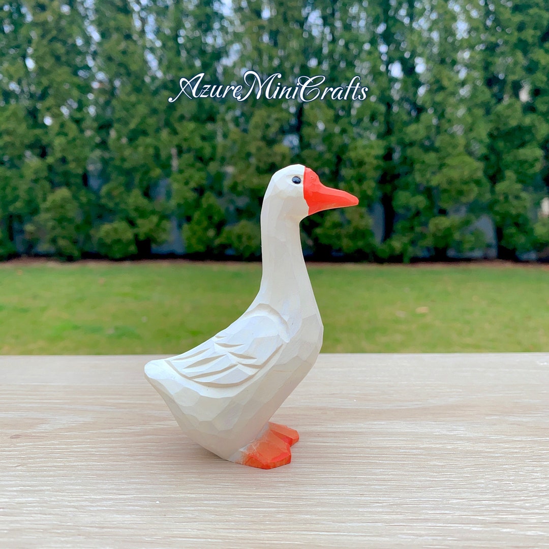 Handmade Hand Carved Wood White Goose Duck Home Decor Ornament DIY Garden Wooden Schulpture Etsy