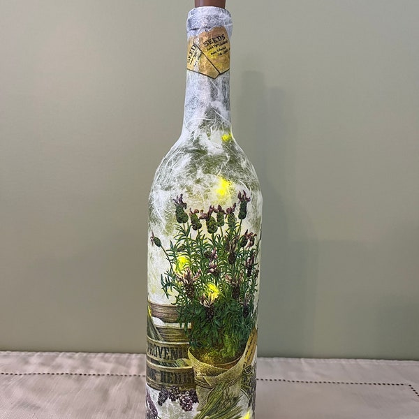 Decorated Bottles - Decoupaged - Flowers