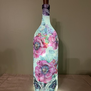 Decorated Bottles, Decoupage, Home Decor, Flowers