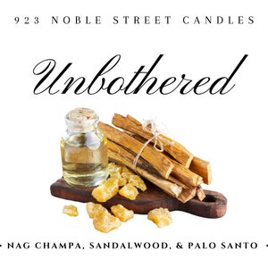 Unbothered Candle (Nag Champa, Sandalwood, & Palo Santo) | Hand Poured Coconut Soy Blend Candle | 923 Noble Street Candles