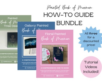 Painted Book of Mormon How-To Guide (Three pack) | Floral | Galaxy | Trees | Tutorial Video PDF | Youth Activity | Relief Society | FHE