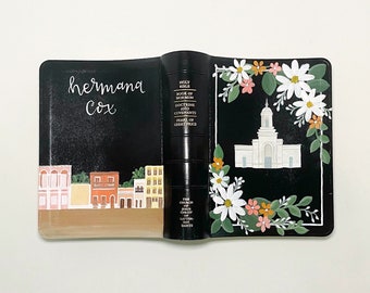 Custom Painted LDS Quad Scriptures | Missionary Baptism Gift | Quadruple Combination | Book of Mormon | Bible