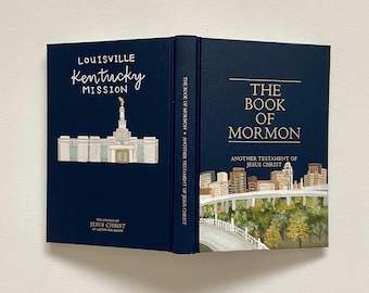 Mission-Themed Custom Painted Book of Mormon | Landscape | Temple | Missionary Gift