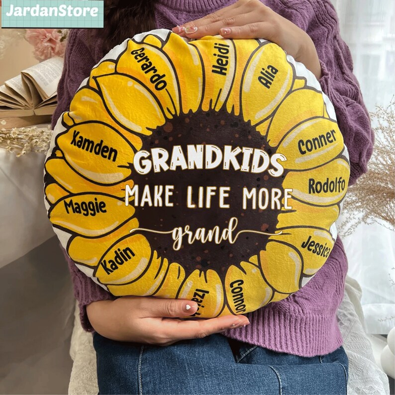 Personalized Grandma Mom With Kid Name Pillow Case, Grandkids Make Life