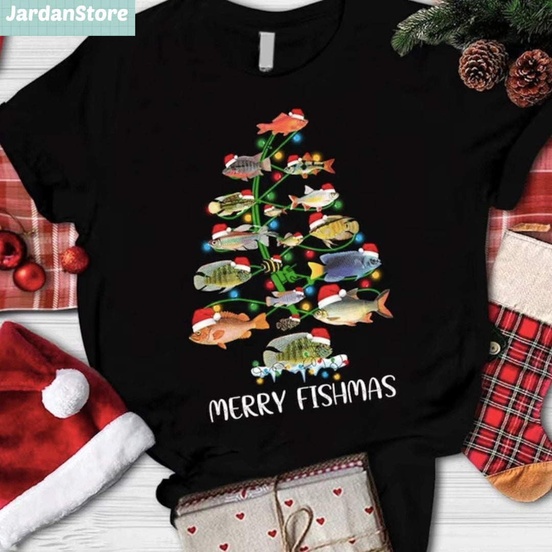 Merry Fishmash Christmas Tree Shirt, Fish Christmas Tree Shirt