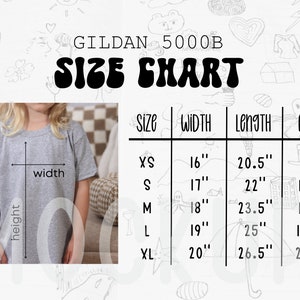 Gildan 500B Size Chart, Gildan 5000B Kids Size Chart,Kid Tshirt Measurements 5000B Size Chart, Youth Size Chart Gildan Shirt Kids Size Chart