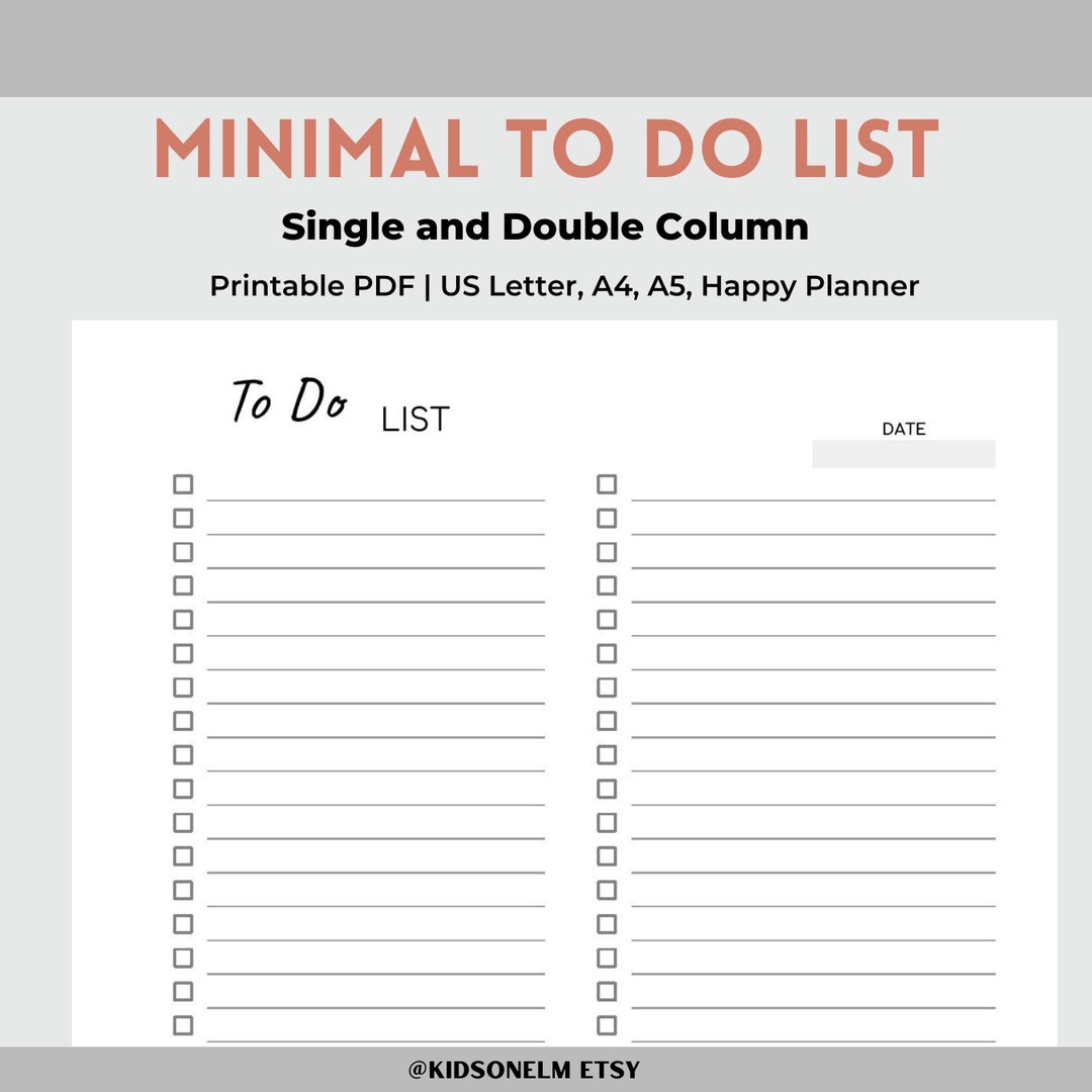 Minimalist to Do List Printable PDF Digital Download - Etsy