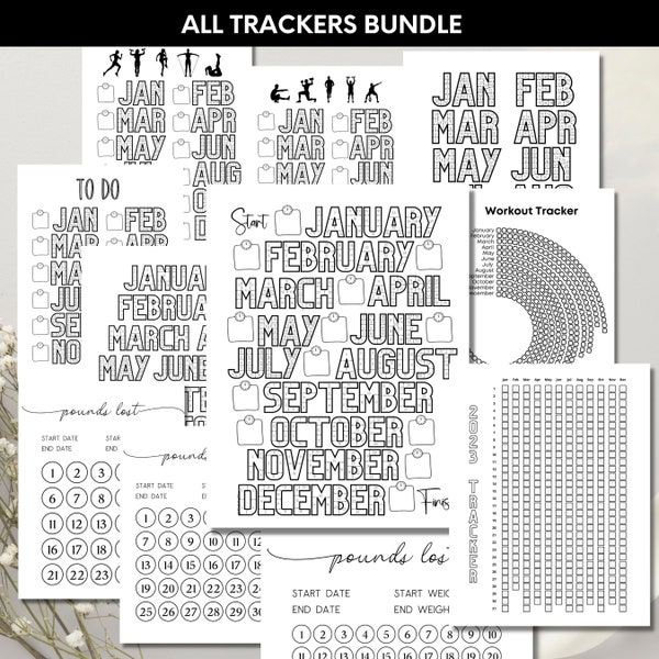 2024 Printable Workout Chart | Pounds Lost Coloring Page | Digital Planner Insert | Daily Exercise Tracker | Monthly Weight Loss Journal