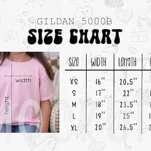 Gildan 500B Size Chart, Gildan 5000B Kids Size Chart,Kid Tshirt Measurements 5000B Size Chart, Youth Size Chart Gildan Shirt Kids Size Chart