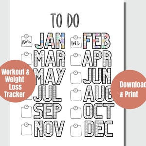 2024 Printable To Do List | Motivational Coloring Page | Monthly Workout Tracker | Daily Weight Loss Log | Exercise Tracker |Fitness Journal