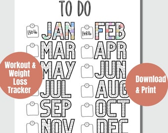 2026 Printable To Do List | Motivational Coloring Page | Monthly Workout Tracker | Daily Weight Loss Log | Exercise Tracker |Fitness Journal