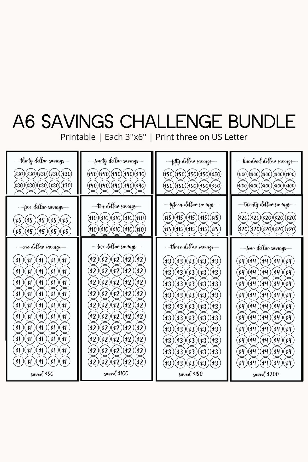 ★うさこ★ A6リフィル　savings challenge 貯金リフィル A6 100 Saving challenge Box ver. その他雑貨
