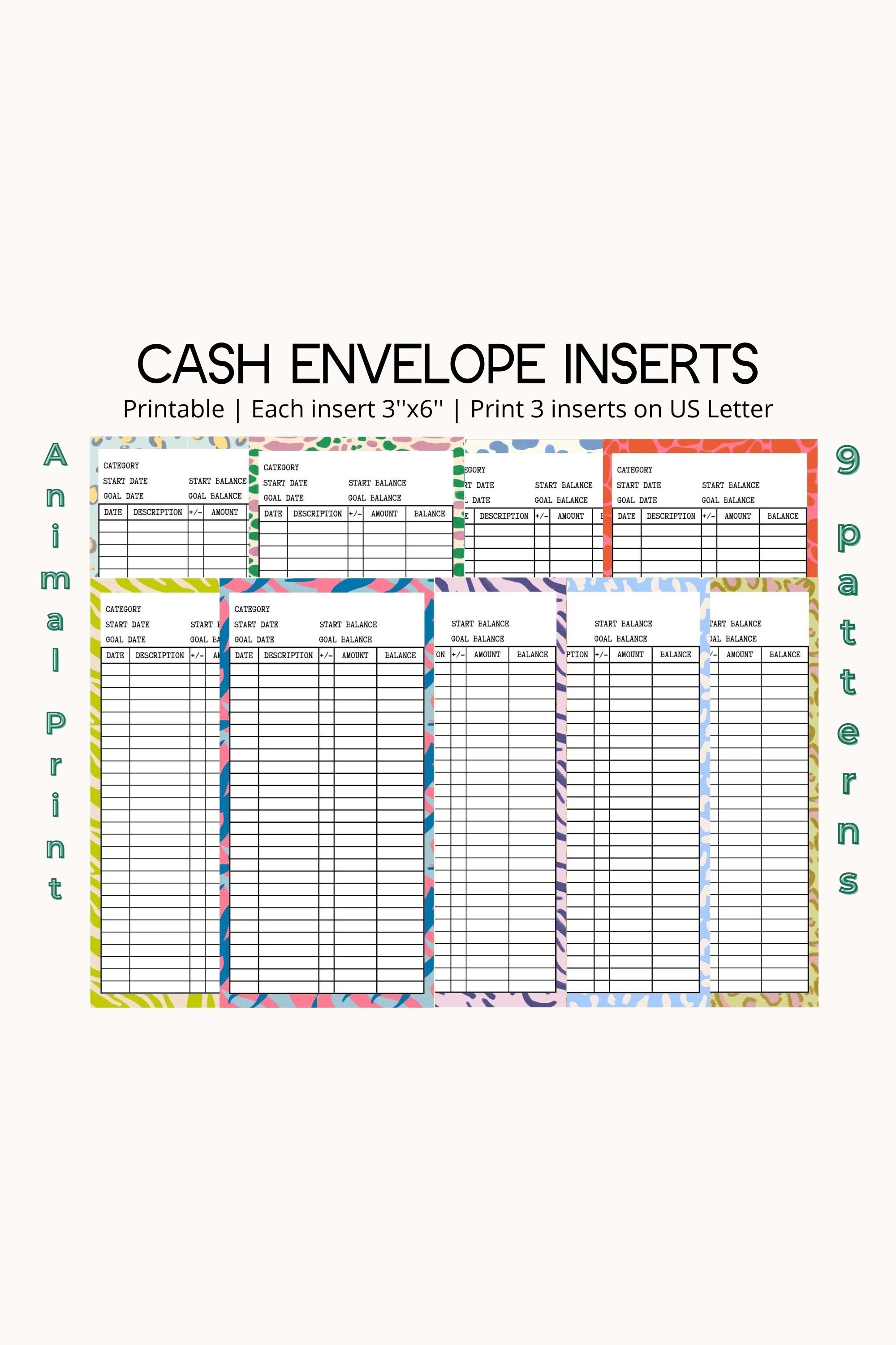 Cash Envelope Inserts Printable Animal Print Color Sinking Fund Label ...