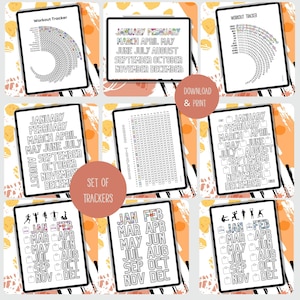 Printable Workout Tracker Bundle | 2024 and Leap Year Habit Trackers |  Daily Workout Calendar |Motivational Template| Digital Planner Pages
