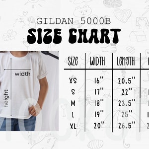 Gildan 5000B Kids Size Chart, Gildan 500B Size Chart Kid Tshirt Measurements 5000B Size Chart, Youth Size Chart Gildan Shirt Kids Size Chart