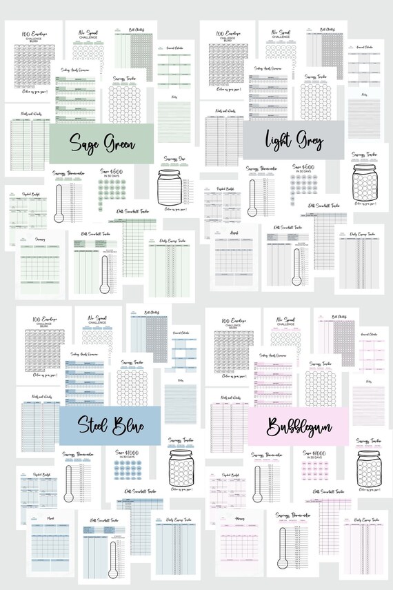 Multi Color Monthly Budget Printable Weekly Budget Biweekly - Etsy