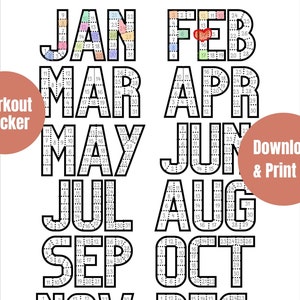 Printable Workout Tracker Daily Exercise Track Monthly Weight Loss Journal Habit Track Fitness Planner Weight Loss Coloring Calendar 2025