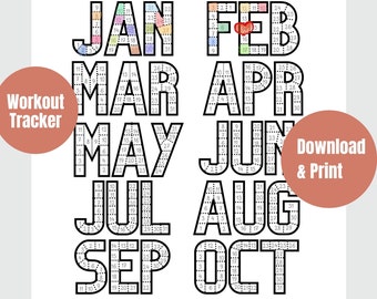 Printable Workout Tracker Daily Exercise Track Monthly Weight Loss Journal Habit Track Fitness Planner Weight Loss Coloring Calendar 2025
