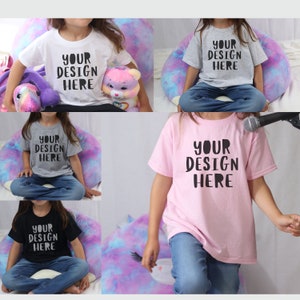 Gildan 5000b Mockup Bundle, Youth Gildan Mockup Bundle, Kids White T-shirt Mock up, Toddler Mockup, Model Mockups, Pink, Ash, Sport Grey