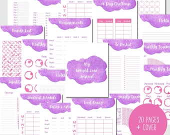 Gewichtsverlust Journal, Abnehm-Journal, Wellness-Planer, Fitness-Planer Self Care Stimmung Tracker Digitaler Download Druckbare PDF einfügen iPad