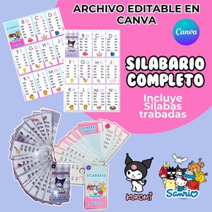 Llavero SILABARIO Archivo plantilla editable en CANVA, tamaño carta. Edita a tu gusto