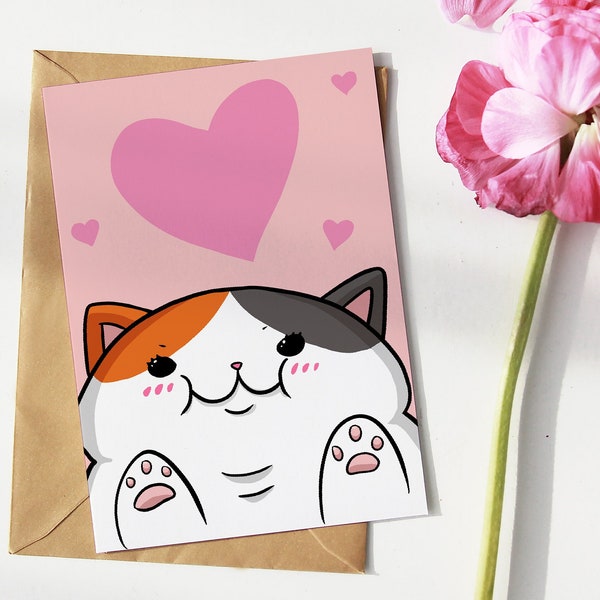 FFXIV Anniversary Card - Fatter Cat Art - Nerdy Card - Videogame Themed Appreciation Card - FF14 Anniversary Card - DIGITAL DOWNLOAD