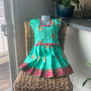 Multiple Designs of 1 to 2 Year Baby Girl Pattu Pavada/Langa blouse/Pattu Pavadai/Traditional Lehenga/Chaniya Choli/South Indian Baby Dress