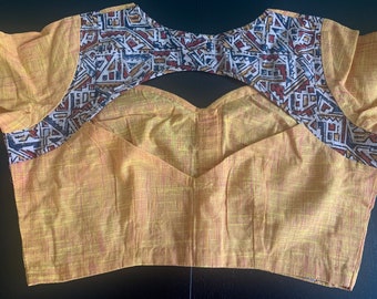 Size 38 - Handloom Cotton with Kalamkari Patch Work Blouse