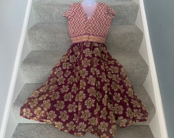 11 to 12 Year Girls Pink and Cream Lehenga Crop Top/Lehenga Choli/Indian Dress/Causal Wear/Skirt Crop/Floral Skirt Crop Top
