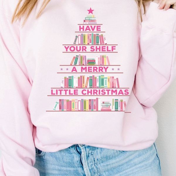 Felpa da lettura Booktrovert, brutto maglione natalizio da donna divertente albero del libro di Bookmas, versione per feste in bambola