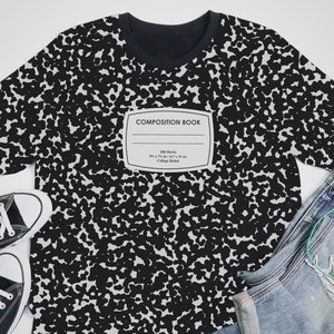 Buch-Liebhaber-Shirt der Männer, Schriftsteller-T-Stück Notizbuch-Komposition-Abdeckung, Bücherwurm-Lehrer-Geschenk, Abschlussgeschenk, Halloween-Kostüm-T-Shirt lustig
