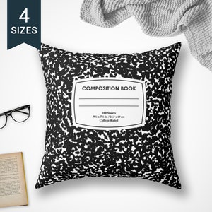 Book Lover Throw Pillow Case | Notebook Composition Cover | Teacher Gift | Bookworm Book Nerd | Writing | Bookish | Graduation Present