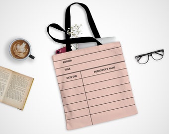 Book Lover Tote Bag | Library Card Book Bag | Reader Shoulder Bag | Teacher Gift | Bookish Beach Bag | Bookworm Gift | Graduation Present
