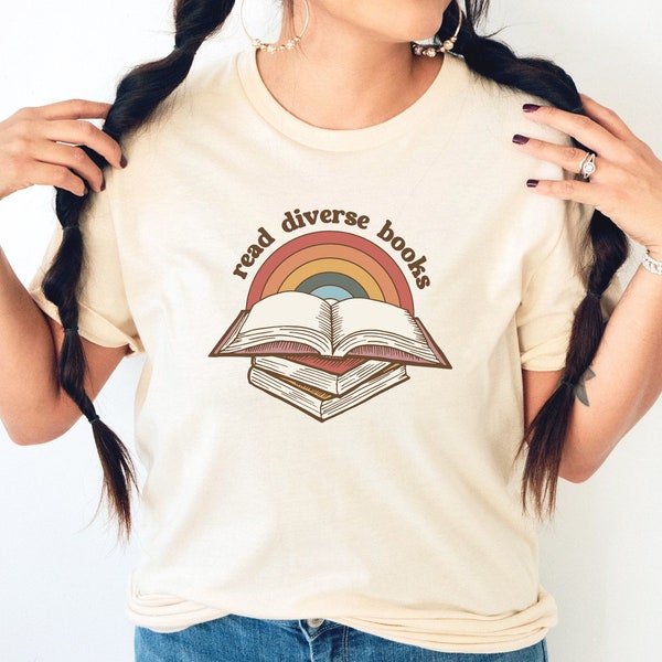 Pride Book Lover Shirt, LGBTQ Retro Rainbow Read Diverse Bookish Gift *