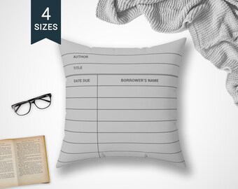 Book Lover Throw Pillow Case | Library Card Design | Librarian Teacher Gift | Bookworm Book Nerd | Reading Writing | Bookish | Library Decor