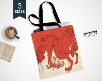 Book Lover Tote Bag | Catcher in the Rye Carousel | Reader Shoulder Bag | Library Book Bag | Teacher Gift | Bookish Beach Bag | JD Salinger
