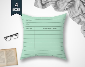 Book Lover Throw Pillow Case | Library Card Design | Librarian Teacher Gift | Bookworm Book Nerd | Reading Writing | Bookish | Library Decor