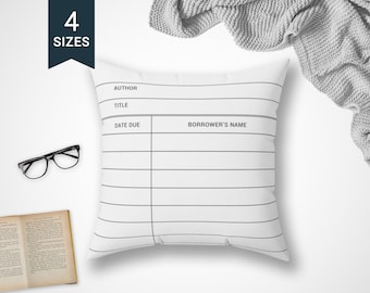 Book Lover Throw Pillow Case | Library Card Design | Librarian Teacher Gift | Bookworm Book Nerd | Reading Writing | Bookish | Library Decor