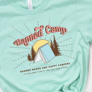 Banned Books Shirt, Camp Shirt, Retro Book Lover Tee, Reader Writer Bookworm Gift, Funny Shirts for Women or Men, Librarian Teacher Summer *