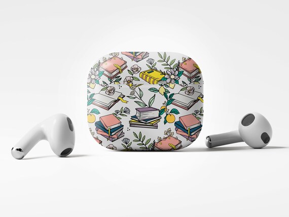 Book Pattern AirPod Cases for Bookworms and Audiobook Lovers, Bookish Cute Case for Ear Bud Headphones